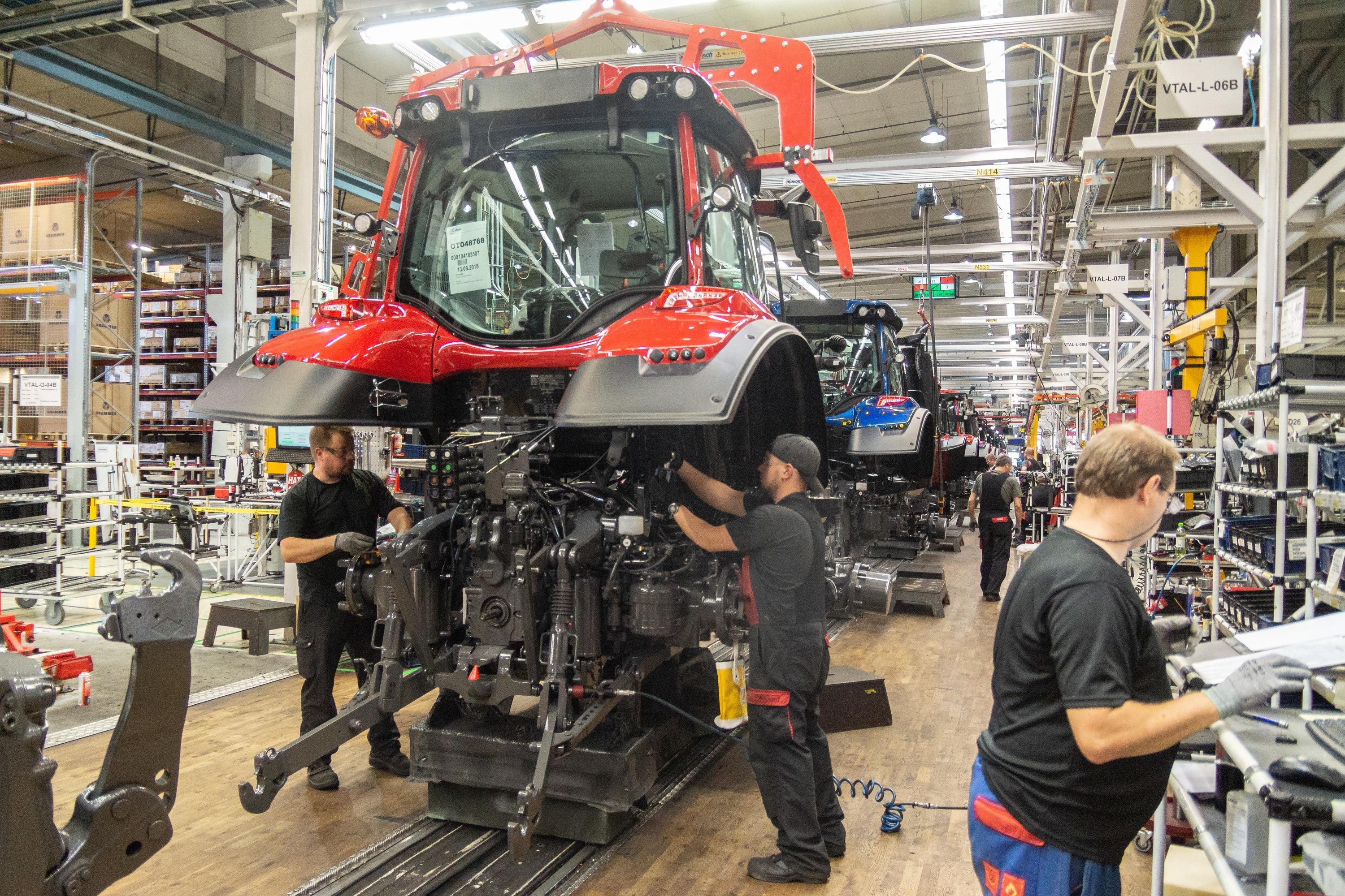 Valtra tractor cabin in assembly line